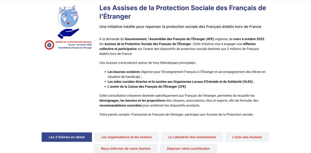 Capture d’écran de la page https://www.assemblee-afe.fr/les-assises-de-la-protection-sociale/ du site de l'afe