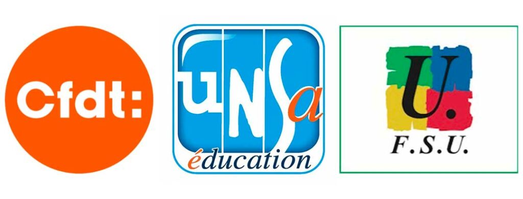 Logos des syndicats cfdt unsa fsu
