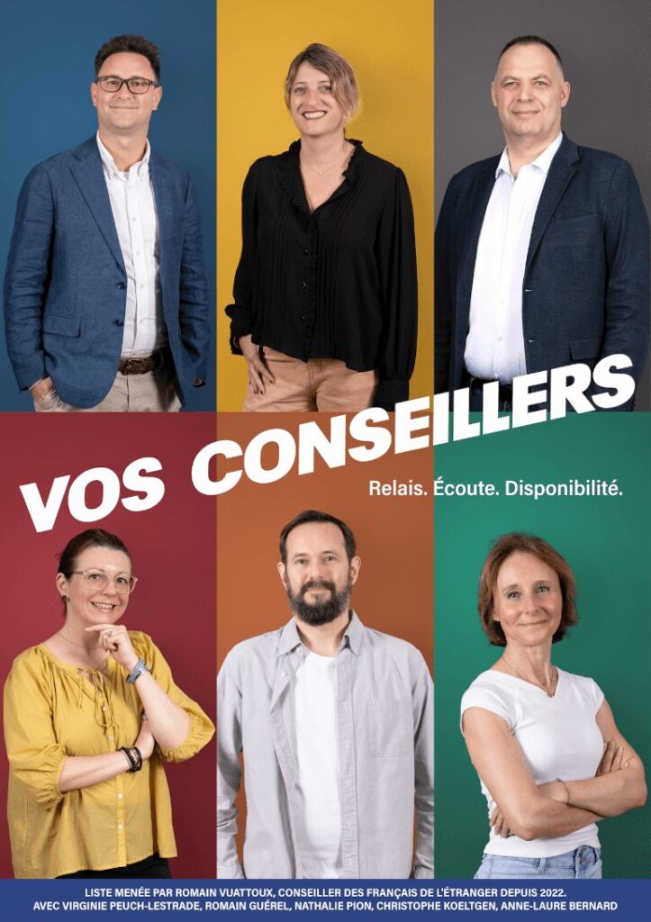 Affiche de Romain Vuattoux, candidat tête de liste « Vos conseillers – relais, écoute, disponibilité»