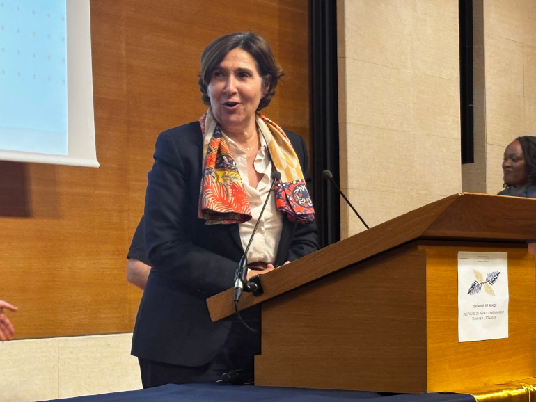 Anne Grillo, directrice de la DG de la mondialisation au MEAE lors de la remise des palmes EFE - mars 2026