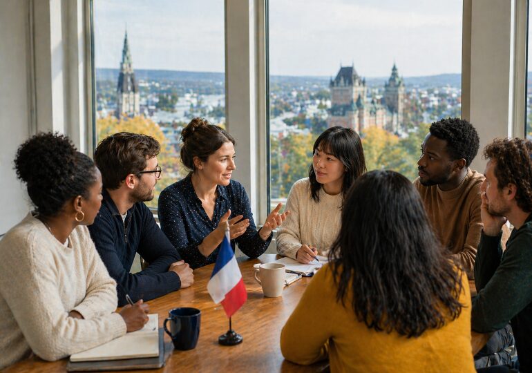 Photographie d'illustration, Françases et Français parlant des élections consulaires