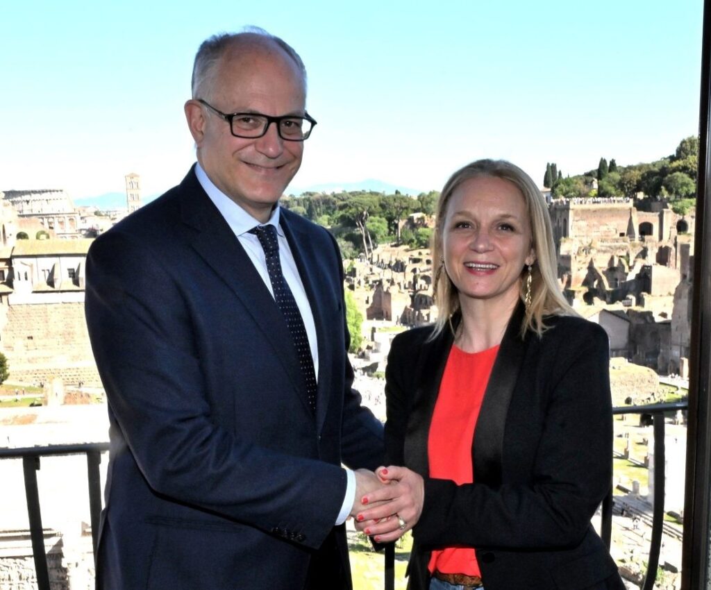 Gaëlle Barré et le maire de Rome, Roberto Gualtieri