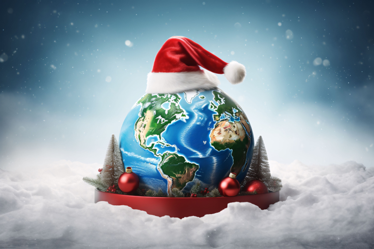 Globe terrestre Bonnet noël