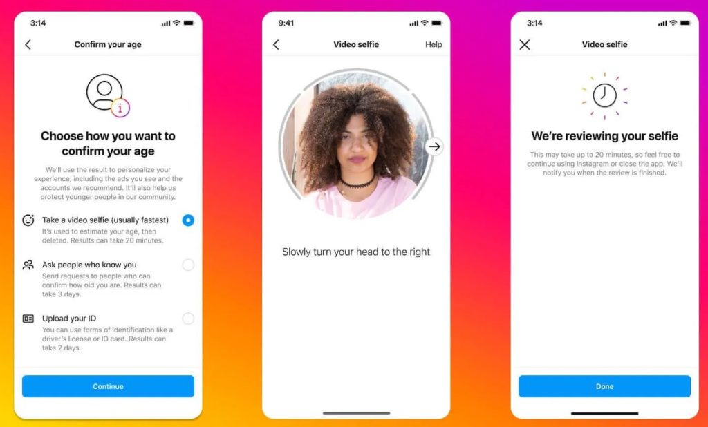 Instagram, Vérification de l'âge par la vidéo